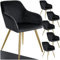 TecTake® Lot de 6 Chaises de Salle à Manger Rembourrées Modernes - Fauteuil Salon Velours Scandinave Avec Accoudoirs - Pieds en Acier Doré Élégant - Pour Coiffeuse, Chambre