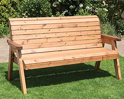 Samuel ALEXANDER Hand Made Traditional 3 Seater Chunky Rustic Wooden Garden Bench Furniture Pre Built
