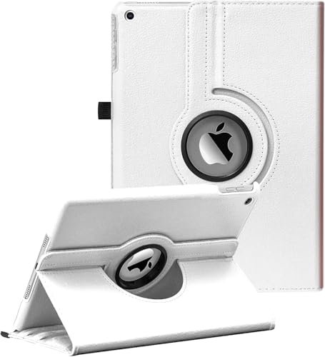 World Biz Étui rotatif pour 10,2 (9e/8e/7e génération, 2021/2020/2019), support de rotation à 360 degrés, veille/réveil automatique pour Apple iPad 10.2 (blanc)