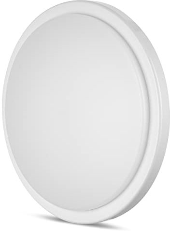 REV SENSO Deckenlampe, LED Deckenleuchte mit 360° Bewegungssensor, Ø 29, H:7 cm, 24W. Lampe 2160lm, IP54, weiss