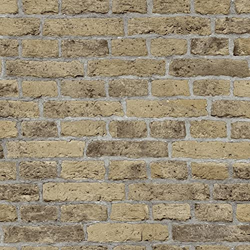 Exclusive New Realistic 3D Vintage Brick Effect Rustic Stone Grey Textured Wallpaper (Beige AL1037)