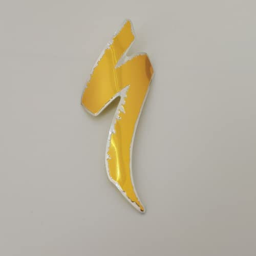Gepinke Lightning S-Works Fahrrad-Metall-Aufkleber, weiche Aluminiumlegierung, Kopfbeschilderung, Specia, BMX, kreatives Etikett, Fahrradzubehör (Gold)