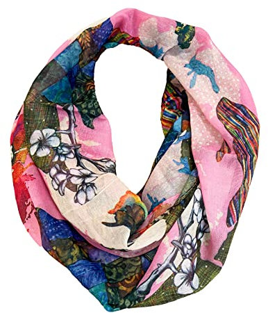 J26 World Erde Blumen Seide Sommer Frühling Loop Regenbogen Silk Uni Rundschal Schlauchschal Stola Schal leicht (Rosa), 160 x 48 cm