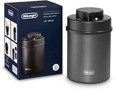 De'Longhi Vakuum-Kaffeebehälter DLSC071 – 1,5 L, Manuelle Versiegelung, Elegantes Design aus Schwarz Lackiertem Edelstahl