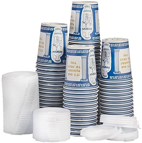 Amazing Goods New York Lot de 50 tasses à café jetables en papier avec couvercles pour boissons chaudes/froides 283,5 g