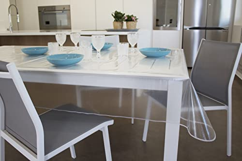 GEMITEX Transparente Tischdecke mit Glitter-Effekt, goldfarben, gewachst, hergestellt in Italien, 140 x 220 cm