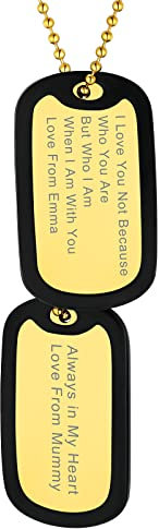 Supcare Edelstahlkette Herren Damen Doppel Silikon Anhänger Halskette Dog Tag Kette Gravur Hundemarke Erkennungsmarke Militär Kette Hund Custom Gold Necklace Personalisiert Modeschmuck für Familie