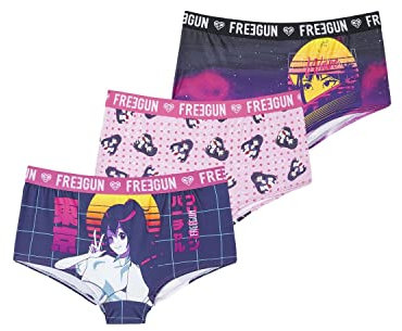 FREEGUN Shorty Femme, sous-vêtements Féminins Microfibre, Respirant et Doux, Rose, Noir, Taille L