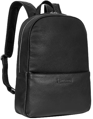 STILORD 'Chicago' Leder Rucksack mit Laptopfach für 13,3 Zoll Notebooks Vintage Backpack Business Rucksack für Herren und Damen Uni Rucksack, Farbe:schwarz