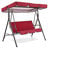 Garden Outdoor Swing Seat Cover and Ceiling Cover, 3-Person Metal Porch Swing Chair Bench with Canopy, Red