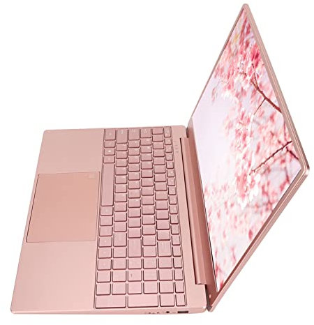 Mini Laptop, per Computer Portatile Window11 100‑240 V da 15,6 Pollici Rosa per Studenti (16+256G Spina UE)