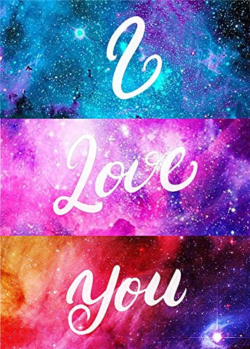 Diamond Painting Set, Bild mit Motiv I Love you und Zubehör, Größe ca. 35 x 25 cm, Bastelset zum Malen mit Glitzersteinchen für Kinder ab 5 Jahren