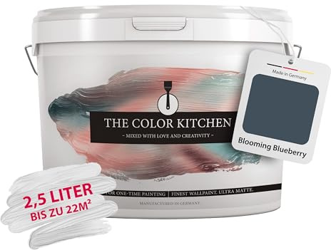 Livingwalls THE COLOR KITCHEN universelle Wandfarbe - Malerfarbe für Wohnräume und Arbeitszimmer - matte Innenfarbe in Blau - 2,5l Deckfarbe in TCK3013