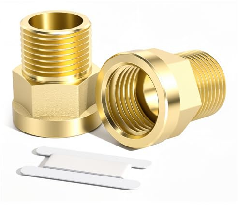 Bwintech 2 Pcs 3/4 Female to 3/4 Male BSP Thread Brass Hex Nipple Reducing Connector for Pipe Connecting Conversion