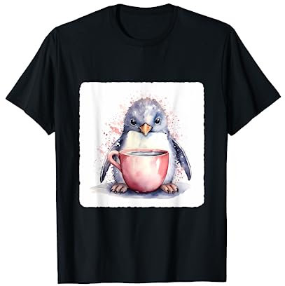 Mug Pingouin avec un cacao chaud. Pingouin tenant une tasse de cacao chaud T-Shirt