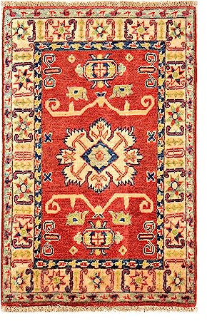 Tappeto classico in lana kazaka afgano fatto a mano, tappeto orientale tribale, tappeto antico annodato a mano per l'arredamento della casa (89X64 CM)