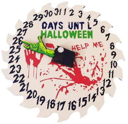Uhr geformt Halloween Adventskalender Countdown Kalender Tage UNTL Halloween Schild DIY Moving Horror Decor Wandbehang Halloween Ornament Halloween Dekor (Jagged)