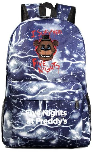SPSMOKH Rucksack mit Sicherheitsverletzung, Anime-Cartoon-Tasche, Spiel, Merch, Manga, Fazbear's Piazzaria, niedlicher Büchertasche, leicht, Schüler, Schultasche, lässiger Tagesrucksack, 7, 47*31*18cm