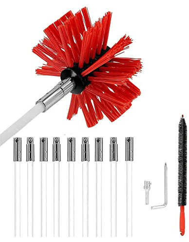 Schornstein-Reinigungsbürsten-Set, Kanal-Entlüftungs-Reinigungsset Inklusive Flexibler Stangen, Bürstenkopf For Kamin/Trockner-Entlüftung/Abwasserrohr/Abzugshaube kaminbürste stange set ( Color : 9 R