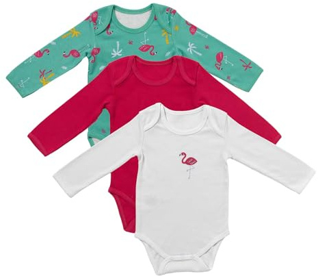 schlummersack Langarm Baby Body Set aus 100% Bio Baumwolle | 3 Stück Body Baby - Sommer Babybody Langarm Bio Baumwolle | Baby Bodys in verschiedenen Größen und Designs