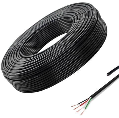 4x0,32mm2 Cavo Elettrico Flessibile in PVC Nero - 4 Conduttori, Lunghezza 20 Metri - Prolunga per Strisce LED