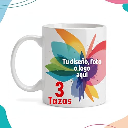 Pensatimprés©️ 2 Tazas Personalizadas con Foto o Texto - Ideal para Regalo, Navidad, Tazas para el Día del Padre, Vasos Personalizados con Nombre, Para Café, Taza Día de la Madre.