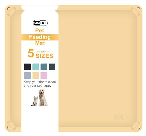 Pet Food Mat, Gimilife Silicone Dog Cat Food Mat for Food and Water, Non Slip Dog Cat Feeding Mat with High Lips, Pet Placemat for Messy Drinkers