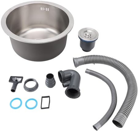 36 Cm Waschbecken, Mini Rund Waschbecken, 304 Edelstahl Gebürstet Rund Waschbecken Rostsicher