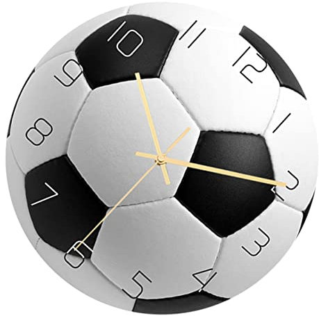 IMIKEYA Wanduhr Fußball Acryl Stumm Geräuschlos Für Wohnzimmer Schlafzimmer Mit Großen Arabischen Ziffern Dekorative Hängeuhr