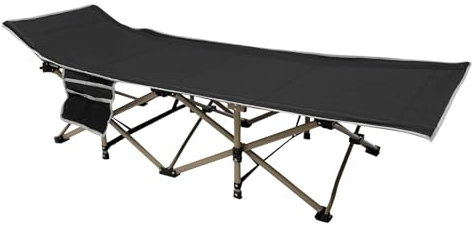 HINOPY Feldbett Campingbett, Klappbar Ultraleicht Campingliege mit Seitentasche & Aufbewahrungstasche bis 280 kg - Faltbar Betten für Camping, Outdoor, Indoor