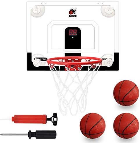 CYFIE Canasta Baloncesto Infantil Juguetes Niño 6 Años, Canasta Baloncesto Interior con Bomba de Aire y 3 Pelotas, Mini Canasta Baloncesto Habitacion con función de evaluación electrónica