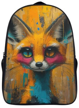 FSHAOETCO Fox Rucksack Schulrucksack Jungen Teenager Schulranzen Wasserdicht Rucksäcke Schule Tasche Damen Daypack Für Männer Frauen Reisen,Schultasche 40x28x16cm