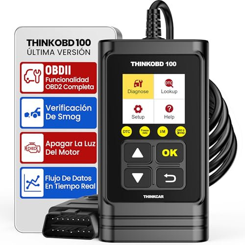 OBD2 Diagnosis, ThinkOBD 100 Herramienta de Diagnóstico del Sistema del Motor, Diagnosis Coche Multimarca Compatible con la Mayoría de los Vehículos, OBD2 Diagnóstico para Prueba EVAP/Apague MIL...