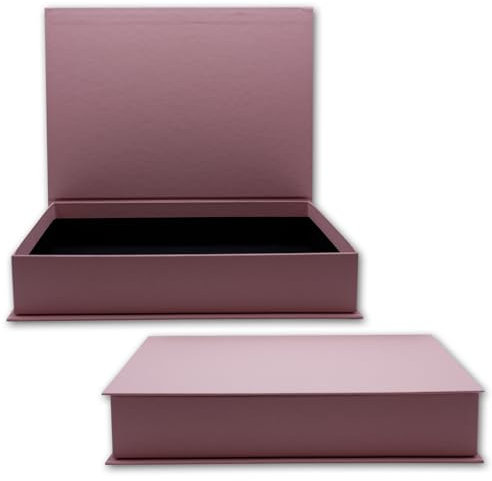 NEUSER PAPIER Geschenkbox mit Klappdeckel - 2 Stück - DIN A4 - Altrosa bezogen - innen schwarz kaschiert - 334 x 242 x 65 mm - Aufbewahrungsschachtel