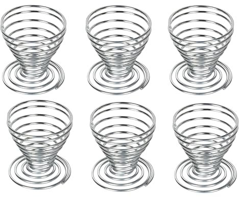 Set of 6 Chrome Wire Spiral Egg Cups, 5.5 cm