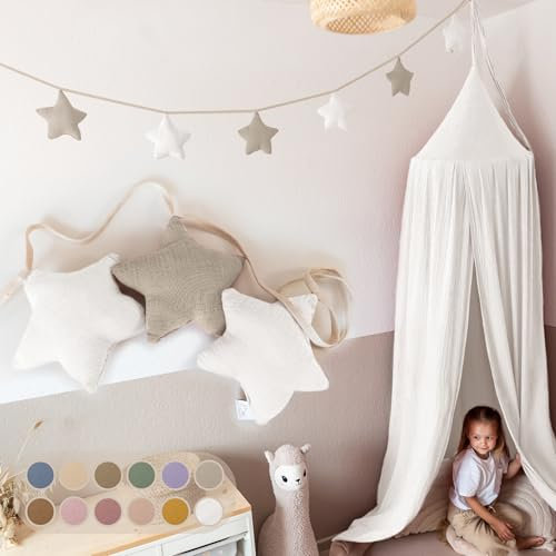 LILIMAUS Sternen Wimpelkette Stoff - 12 Farben - Kinderzimmer Deko - 100% Baumwolle Handmade - Musselin - Mädchen & Jungen - Babyzimmer Girlande