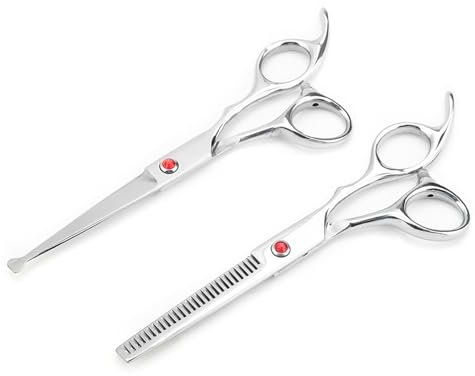 Forbici Professionali per Taglio Capelli Juroupi Set di Forbici da Parrucchiere per Famiglia (vite rossa)