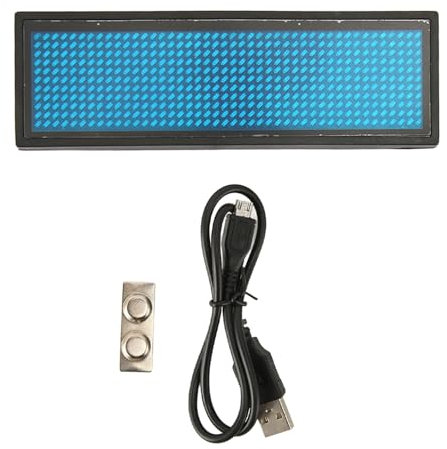 Etiqueta de Nombre LED Recargable, Mini Letrero Magnético de Píxeles Programables Digitales con Luz Azul, Pantalla Compacta y Liviana para Restaurante, Tienda, Exposición, Club