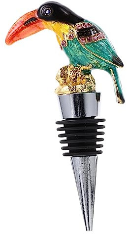 Cabilock Bouchon De Bouteille De Vin en Forme D'oiseau À Bouche Design Animal 3D Laqué Doré Élégant Outil De Conservation du Vin
