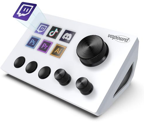 Stream Control Deck, Studio Controller, 6 Makro Tasten, Streaming Tastatur, löst Aktionen in Apps und Software wie OBS, Twitch, YouTube aus, kompatibel mit Mac und PC für Live-Streaming