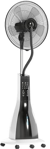 HOMCOM Pedestal Fan with Water Mist Spray, Spray Misting Fan with 75° Oscillation, Remote Control, Tilt Head, 3 Speeds, 3 Modes, 3 Mist, 3L Water Tank, Wheels, for Home, 125 cm