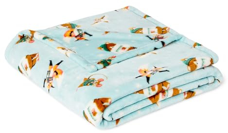 Amazon Basics Fleece Throw Blanket for Kids, Soft and Cozy, for Sofa and Bedroom, 100% Recycled Polyester, Forest Friends, 127 x 152 cm