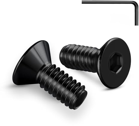 Zuyya 20 viti a testa svasata M8 x 16 mm, viti a testa svasata nere in acciaio inox A2 V2A, filettatura completa con chiusura a esagono incassato