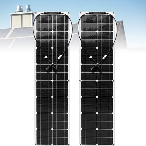 LADECNERHT Panel Solar Flexible 100w 18v Monocristalino, Placa Solar Portatil, Cargador De De Energía Fotovoltaico para Casa, Autocaravana, Barco, Furgoneta, Marino,Impermeable 2 * 50w