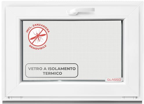 Finestra ribaltabile 120 x 50 cm, 2 vetri – tutte le dimensioni finestre in plastica con profilo da 60 mm – Finestra per cantina (larghezza x altezza): 1200 x 500 mm, perfetto per finestre da giardino