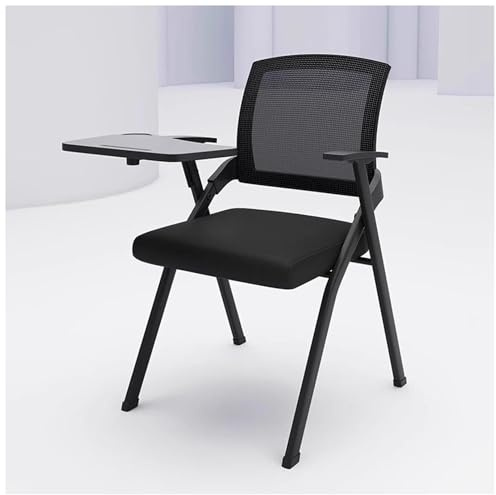 FLEPYHB Foldable Computer Desk Chair, Ergonomic Student Chair with Tablet Arm Writing Board, Stackable Conference Room Guest Nesting Chair for Home, School, Party, Church
