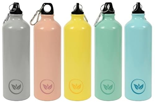kasaviva 1 Pezzo Borraccia Termica in Alluminio con Moschettone Leaf 750 ml 5 Colori