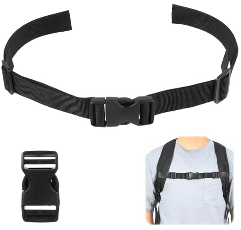 ADLABLD 1 Stück Brustgurt Rucksack,Verstellbare Rucksackriemen mit 2 Schnellverschluss,Schnellverschluss Brustgurt,für Joggen Wandern Außerhalb (Schwarz)