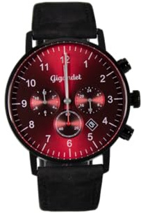 Gigandet Armbanduhr Herren Edelstahl Lederband Rot Schwarz G21-009
