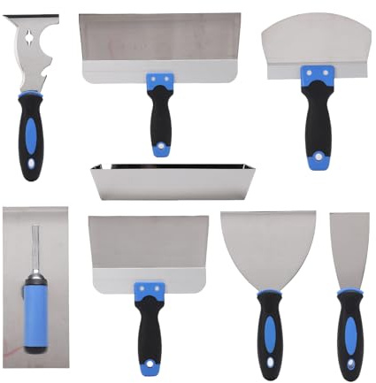 ZAICOLER 8-Teiliges Trockenbau-Werkzeugset: 35, Spachtelwanne, 20/30 Cm Spachtel, 16,5 Bogenkelle, 5/7 Cm/12, Spachtel, Glättkelle zum Verstreichen Und Glätten